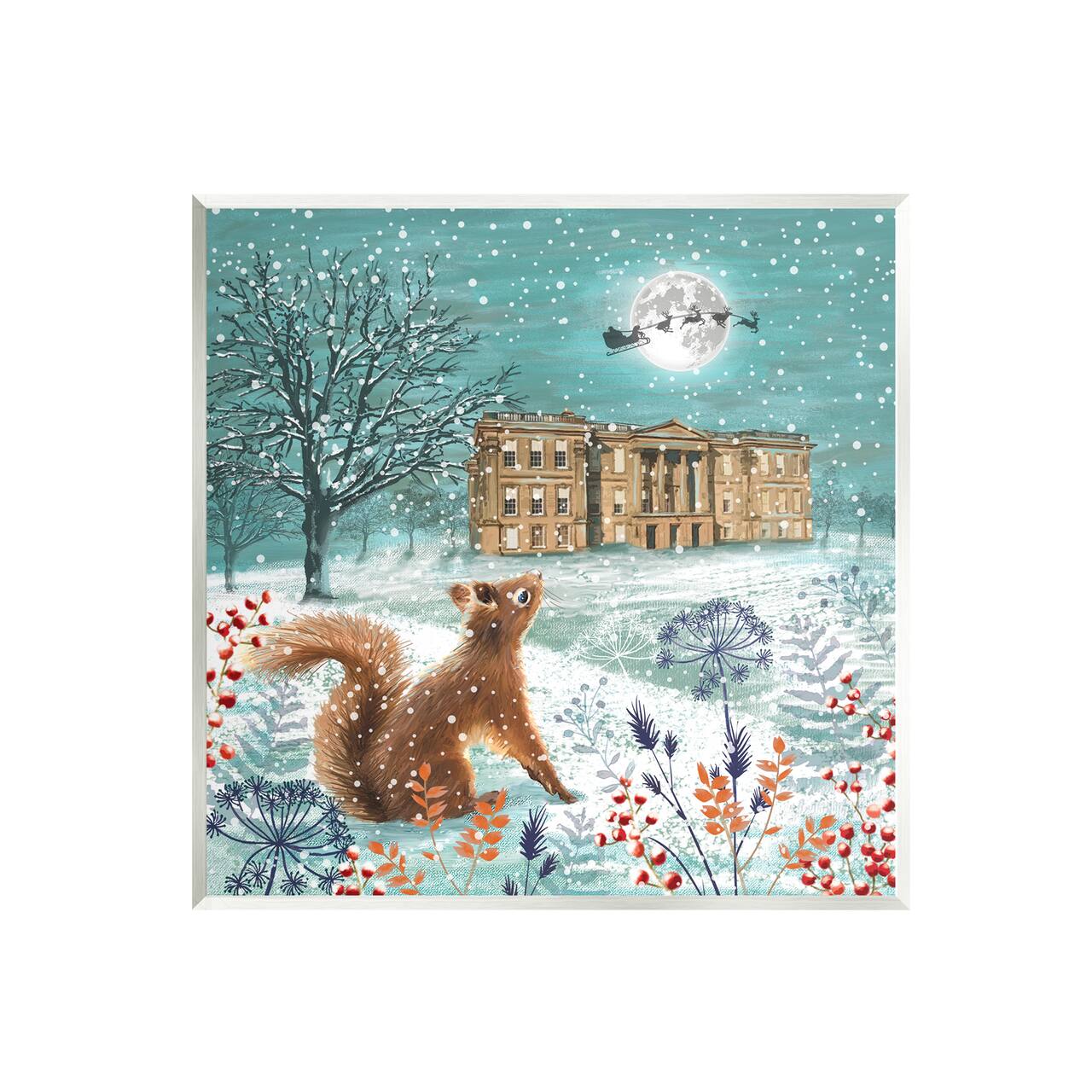 Stupell Industries Squirrel Watching Santa Claus Wall Art Plaque